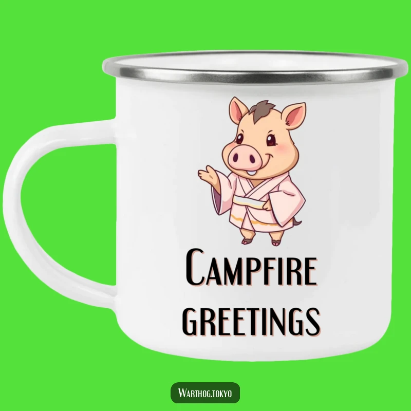 Funny Warthog Kimono Camping Mug: A Friendly Sip Outdoors