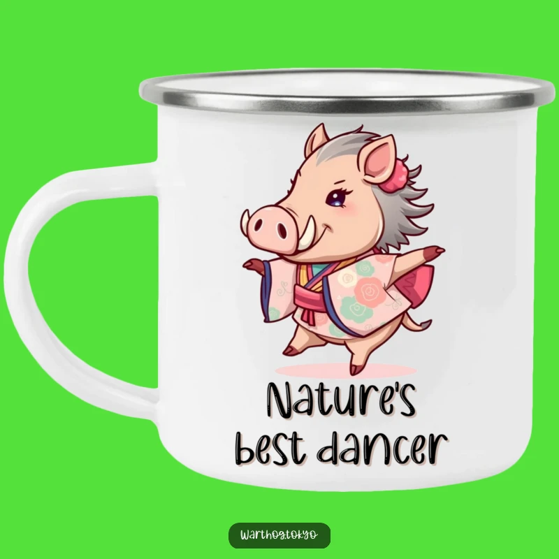 Funny Warthog Kimono Camping Mug: Adventure with Twirling Joy, Best Funny Gift