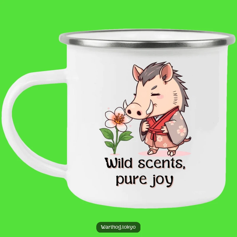 Funny Warthog Kimono Camping Mug: Sip Nature's Beauty Outdoors
