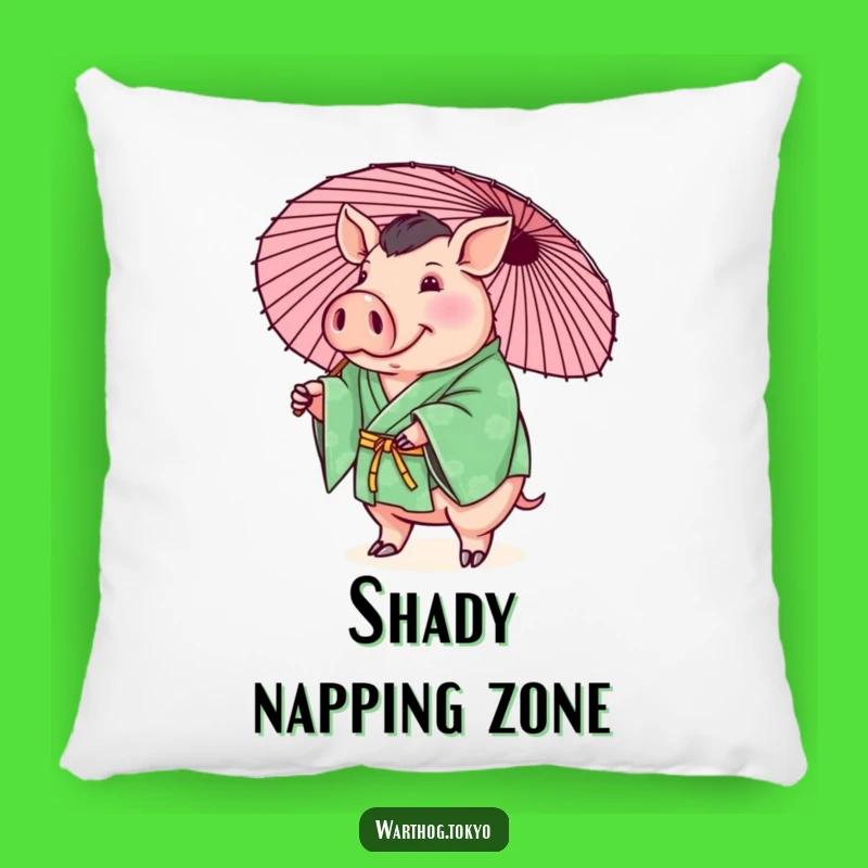 Funny Warthog Kimono Pillow: Cozy Playfulness with a Green Warthog