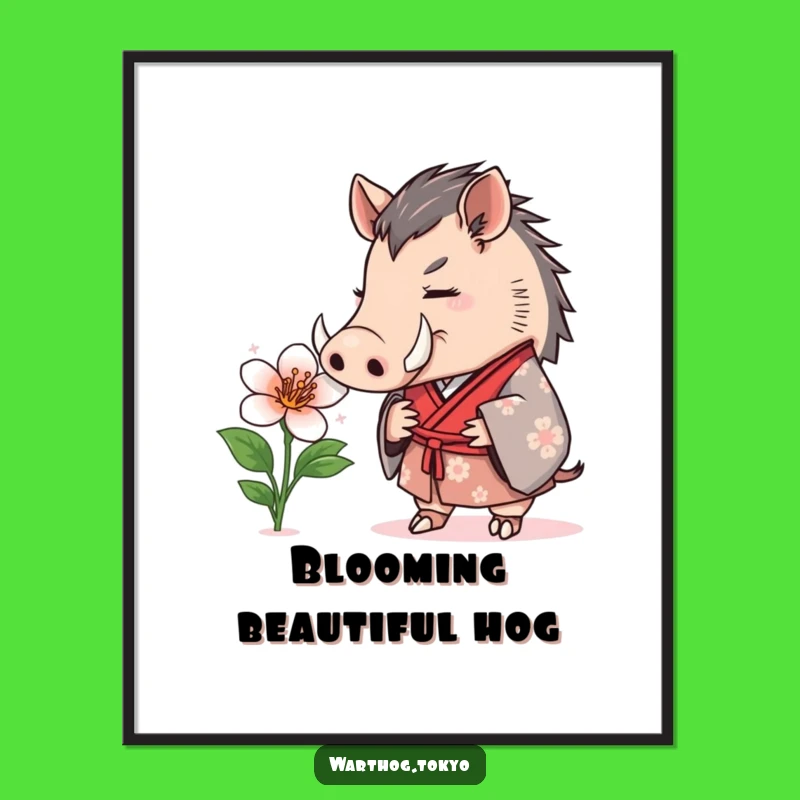 Funny Warthog Kimono Digital Art: Downloadable Charm for Your Walls