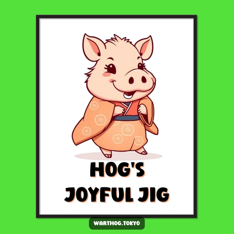 Funny Warthog Kimono Digital Art: Downloadable Joyful Shuffle for Your Space