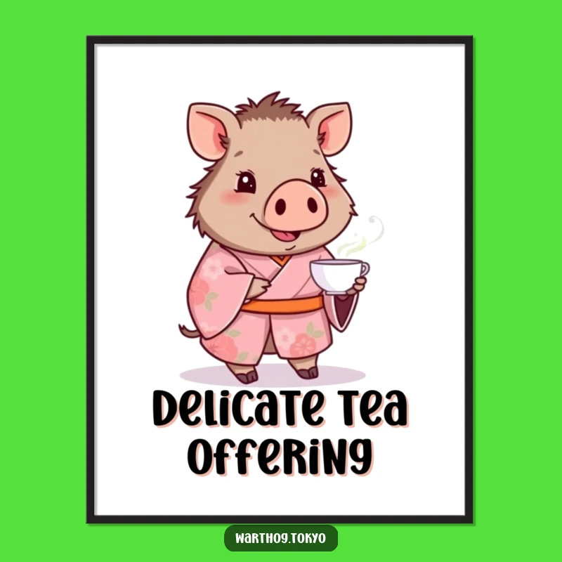 Funny Warthog Kimono Digital Art: Instant Charm with Pink Floral Warthog Art