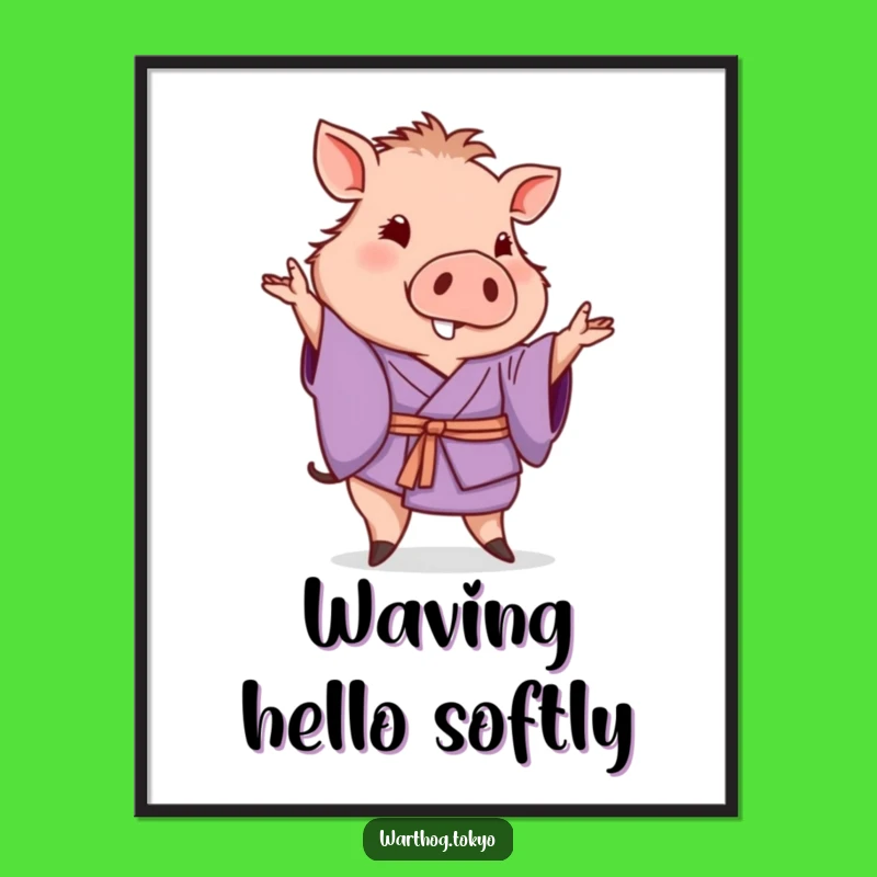 Funny Warthog Kimono Digital Art: Instant Elegance with Purple Warthog Art