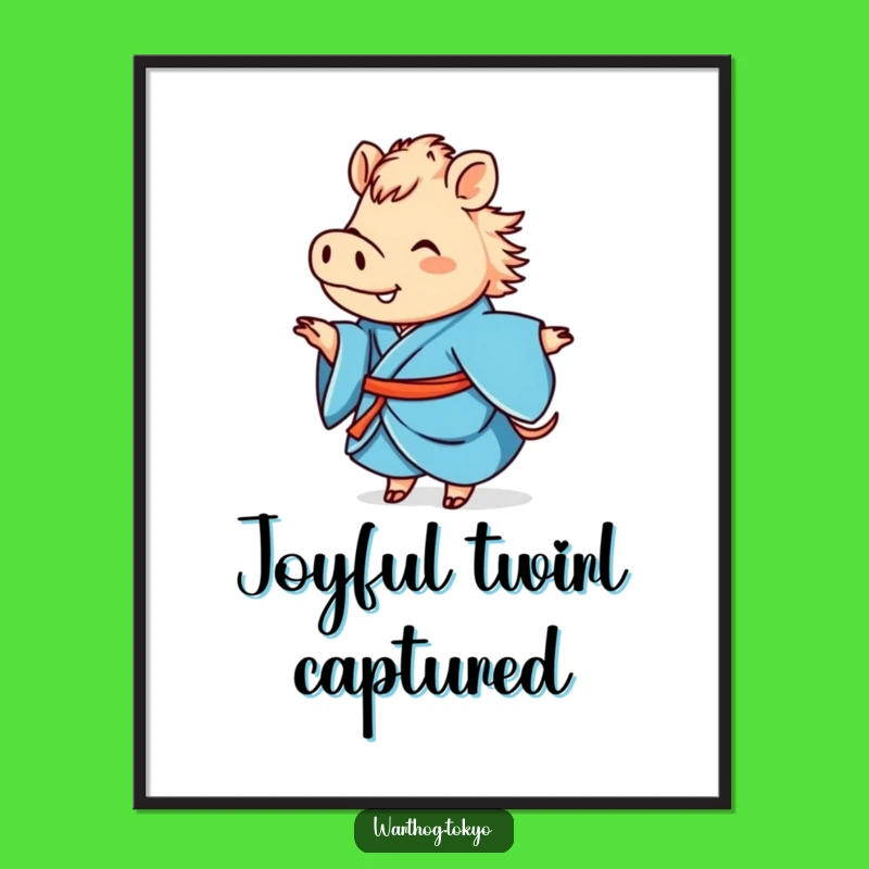 Funny Warthog Kimono Digital Art: Instant Joyful Decor with a Twirling Warthog