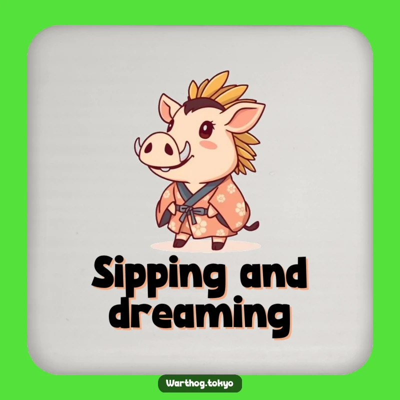 Funny Warthog Kimono Coasters: Protect Surfaces with a Gaze of Wonder