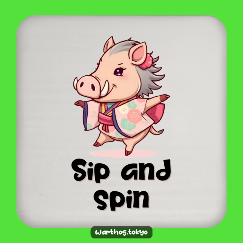 Funny Warthog Kimono Coaster: Protect Surfaces with Twirling Joy, Funny Gift
