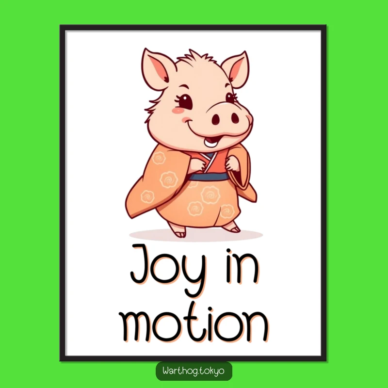 Funny Warthog Kimono Poster: Decorate with a Joyful Dance