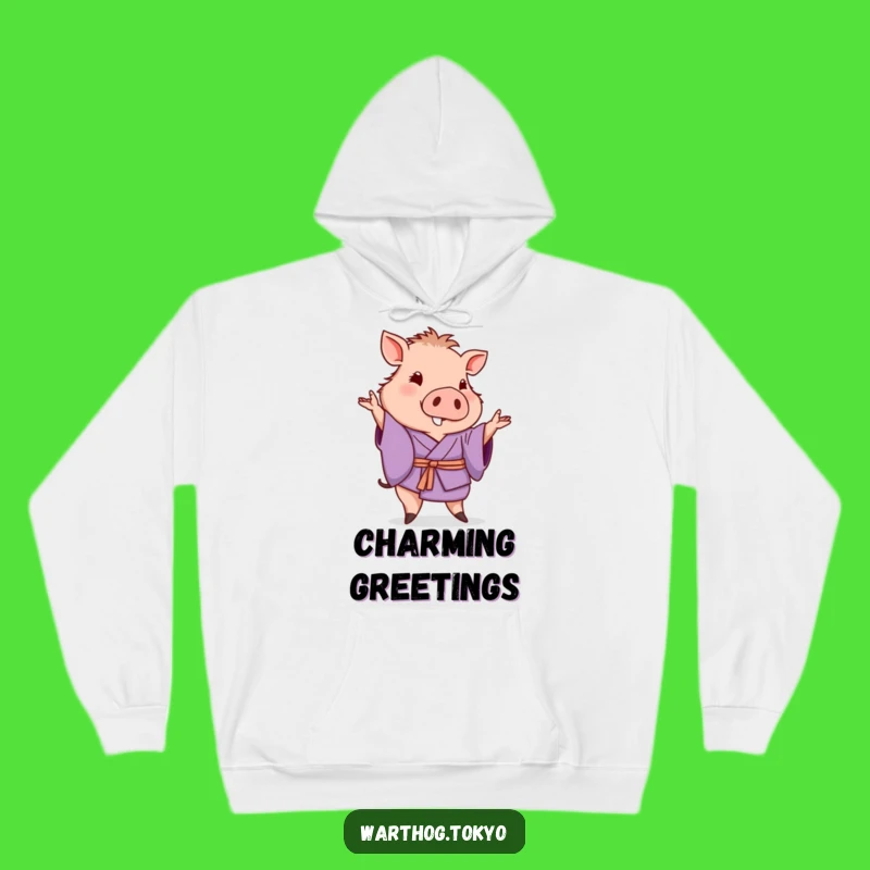 Funny Warthog Kimono Hoodie: Cozy Purple Elegance with a Gentle Wave