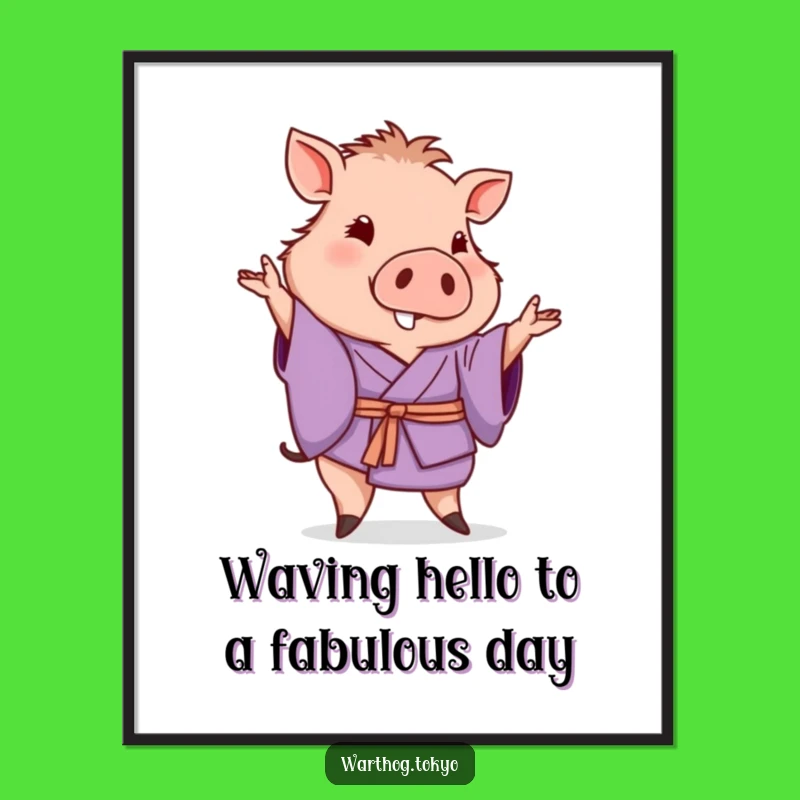 Free Printable Warthog Wall Art: Purple Kimono Wave, Downloadable Decor