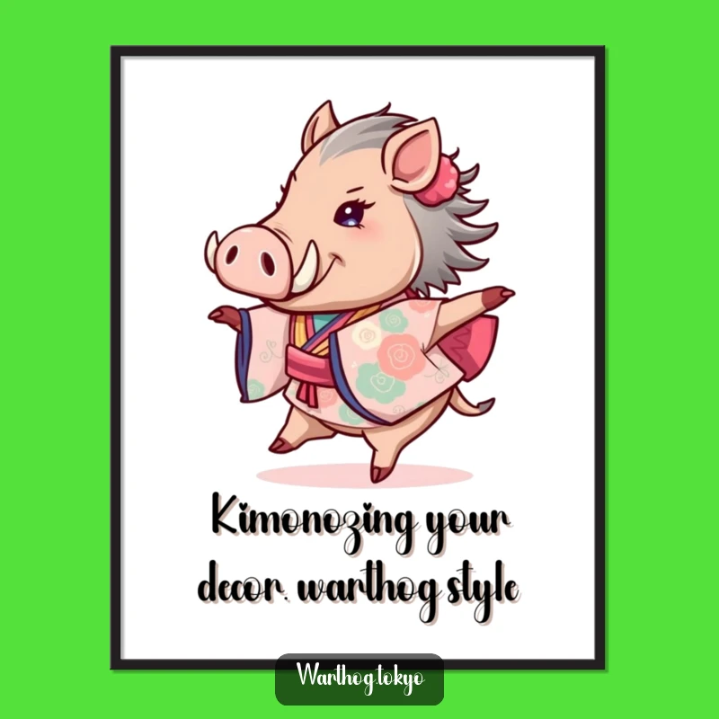 Funny Free Printable Warthog Kimono Wall Art: Joyful Twirl Downloadable Decor!