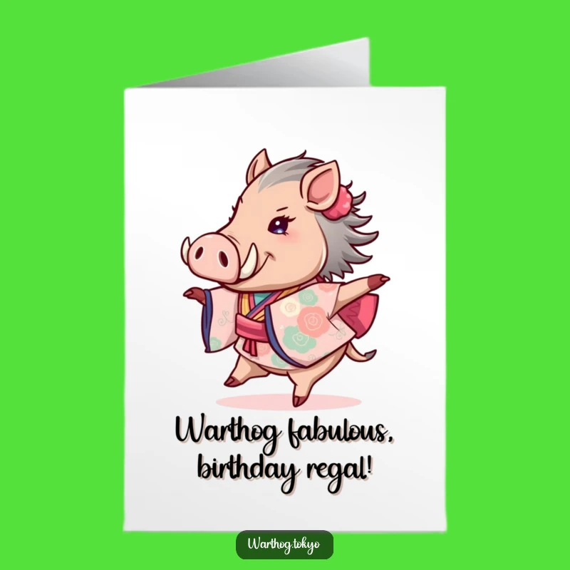 Free Printable Warthog Birthday Card: Funny Kimono Twirl Downloadable Gift!