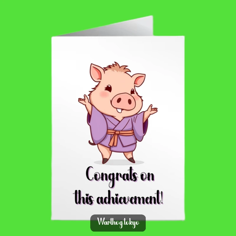Free Printable Warthog Congrats Card: Purple Kimono Wave, Downloadable Gift