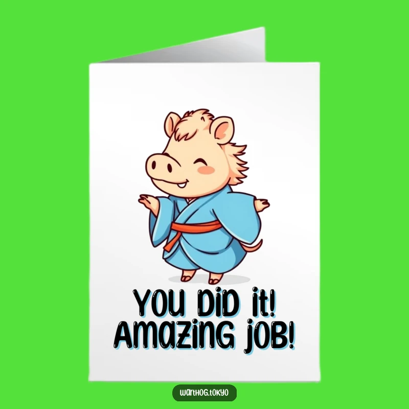 Free Printable Warthog Congratulations Card: Blue Kimono Twirl Downloadable Gift for Any Win