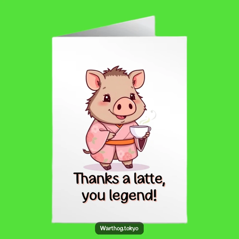 Free Printable Warthog Thank You Card: Pink Kimono Tea, Downloadable Art