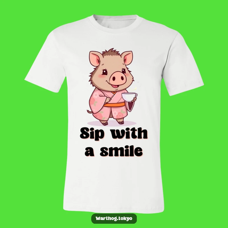Funny Warthog Kimono T-Shirt: Charming Pink Floral Design, Make Someone Smile
