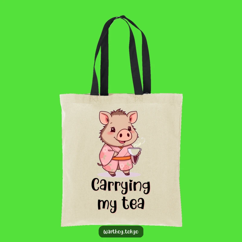 Funny Warthog Kimono Tote Bag: Carry Charm with This Pink Floral Warthog